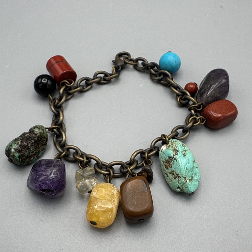Multicolor Gemstone Charm Bracelet - image 2